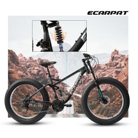 26309 MTB Bicycle  26 inch Mountain Bike,Full-Suspension 21 Speeds Drivetrain with Disc-Brake MTB Bicycle, 26*4" Fat tire Bike for Men or Women.