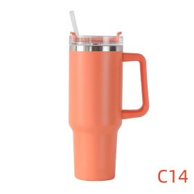 40 oz. With Logo Stainless Steel Thermos Handle Water Glass With Lid And Straw Beer Glass Car Travel Kettle Outdoor Water Bottle (Capacity: 1200ml)