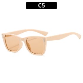 Square Sunglasses Women Sunglass Vintage Sun Glass Men Rivets Decoration Luxury Design Eyewear UV400 Gradient Shades (Lens Color: beige tea)