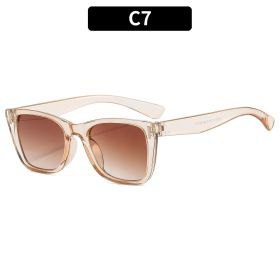 Square Sunglasses Women Sunglass Vintage Sun Glass Men Rivets Decoration Luxury Design Eyewear UV400 Gradient Shades (Lens Color: tea tea)