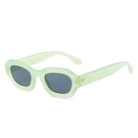 Polygonal Sunglasses Fashion Sun Glasses Retro Small Frame Women Sunglass Female Luxry Brand UV400 Shades Ocean Lens Eyewear (Lens Color: green gray)