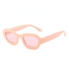 Polygonal Sunglasses Fashion Sun Glasses Retro Small Frame Women Sunglass Female Luxry Brand UV400 Shades Ocean Lens Eyewear (Lens Color: pink pink)