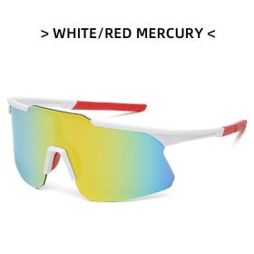 Fashion Riding Cycling Sunglasses Sports Bicycle Glasses Goggles Mountain Bike Glasses Men's Women Outdoor Lens UV400 Eyewear (Lens Color: white red mercury)