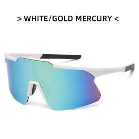 Fashion Riding Cycling Sunglasses Sports Bicycle Glasses Goggles Mountain Bike Glasses Men's Women Outdoor Lens UV400 Eyewear (Lens Color: white gold mercury)