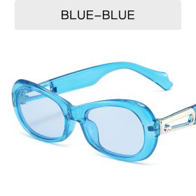 Fashion Oval Sunglasses Women Jelly Color Glasses Retro Sunglass Men Luxury Designer Eyewear UV400 Sun Glass Black Brown Shades (Lens Color: blue blue)