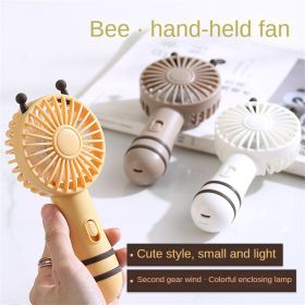 New Little Bee Hand-held Fan Student Mini Portable Fan Office Mute USB Charging Electric Fan outdoor Camping Air (Color: Coffee)