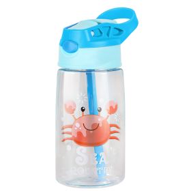 16.2Oz Leak-proof Kids Water Bottle with Straw Push Button Sport Water Bottle for Kids Crab Ship Jellyfish Rocket (Pattern: Crab)